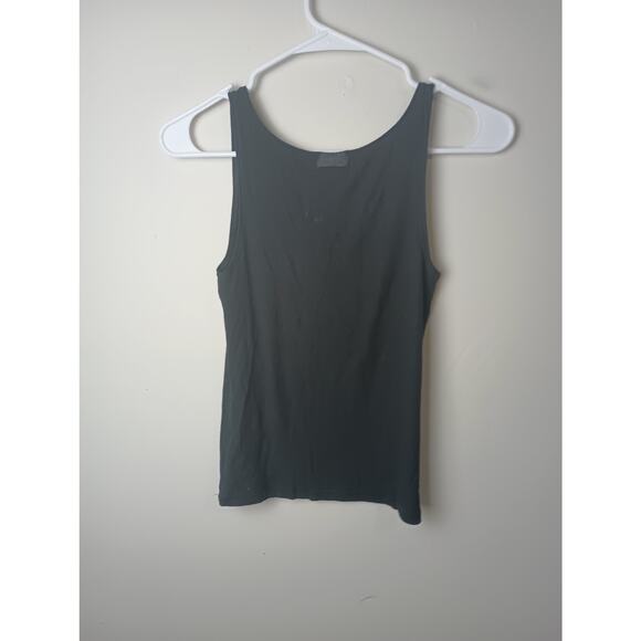 Skims Tank Top XL Cotton Ribbed Cropped Rounded Scoop Neck Black - Picture 4 of 5